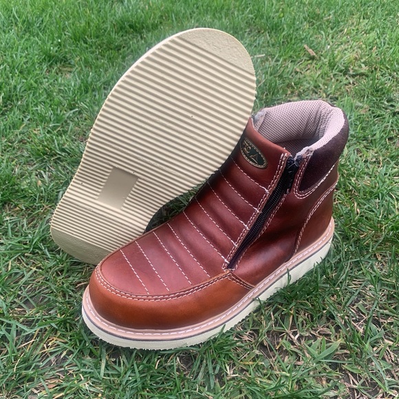 Other - MEN'S WORK BOOTS GENUINE LEATHER ZIP UP COGNAC